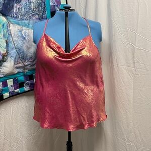 SHEIN Shimmering Rose Gold Camisole Top